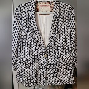 Anthropologie Cartonnier Blue and White Blazer Small